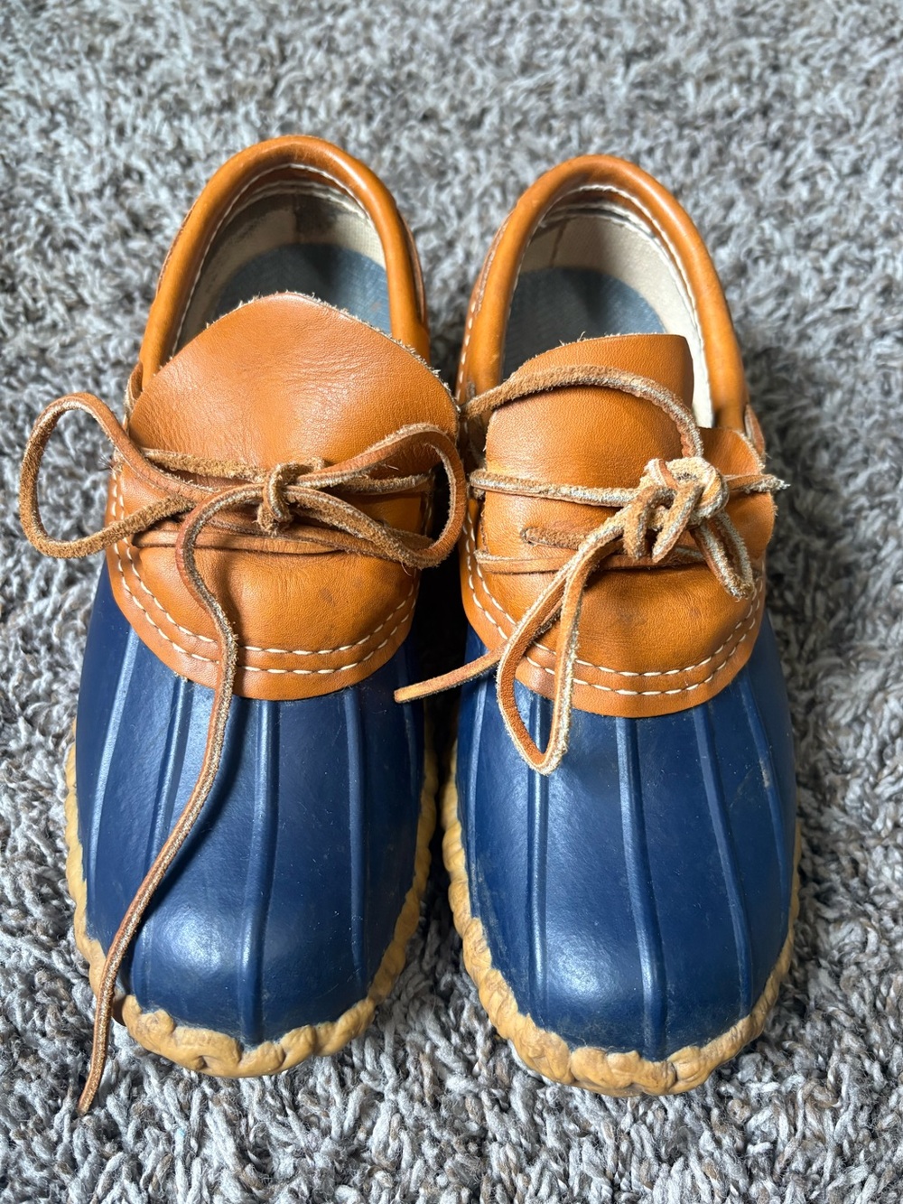 L.L. Bean Navy and Tan Waterproof Duck Boot